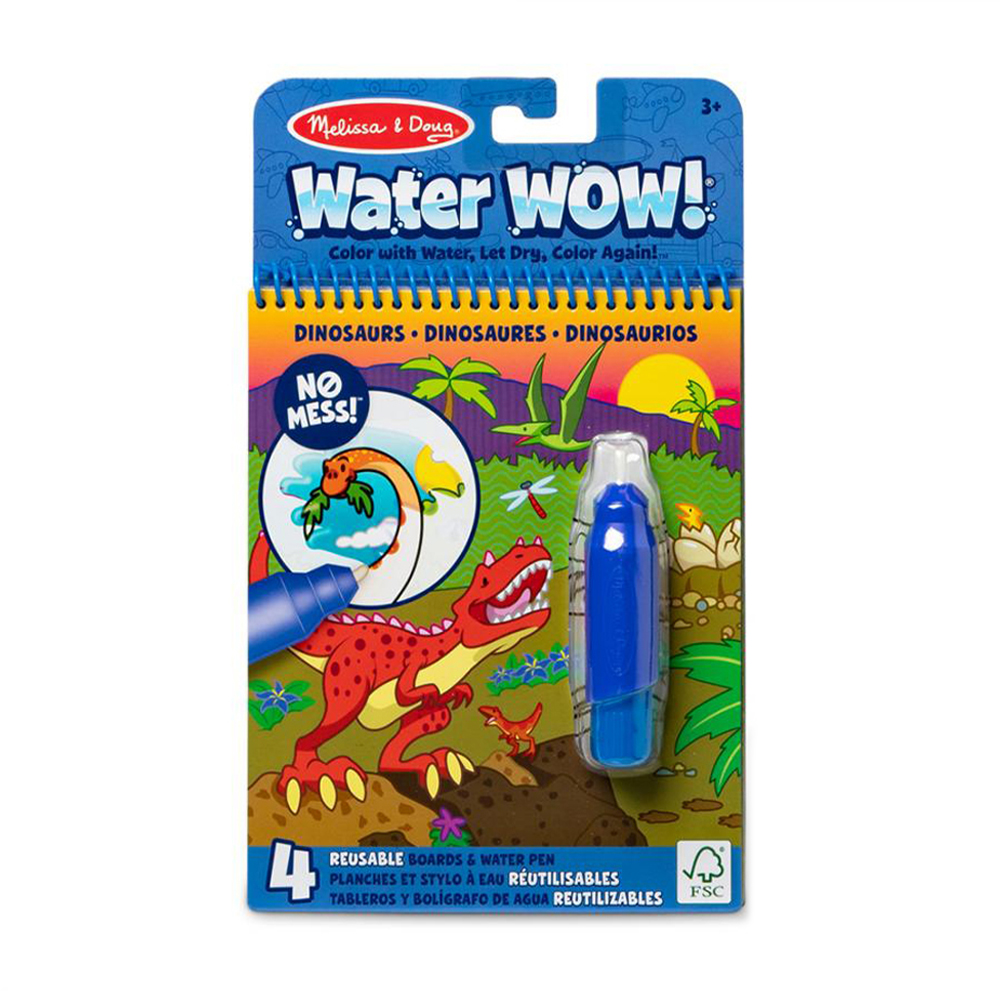 Набір для творчості Melissa &amp; Doug Water WOW Динозаври, від 3 років (водна розмальовка, 4 ст + ручка, 1 шт) (SM93204/6075166)